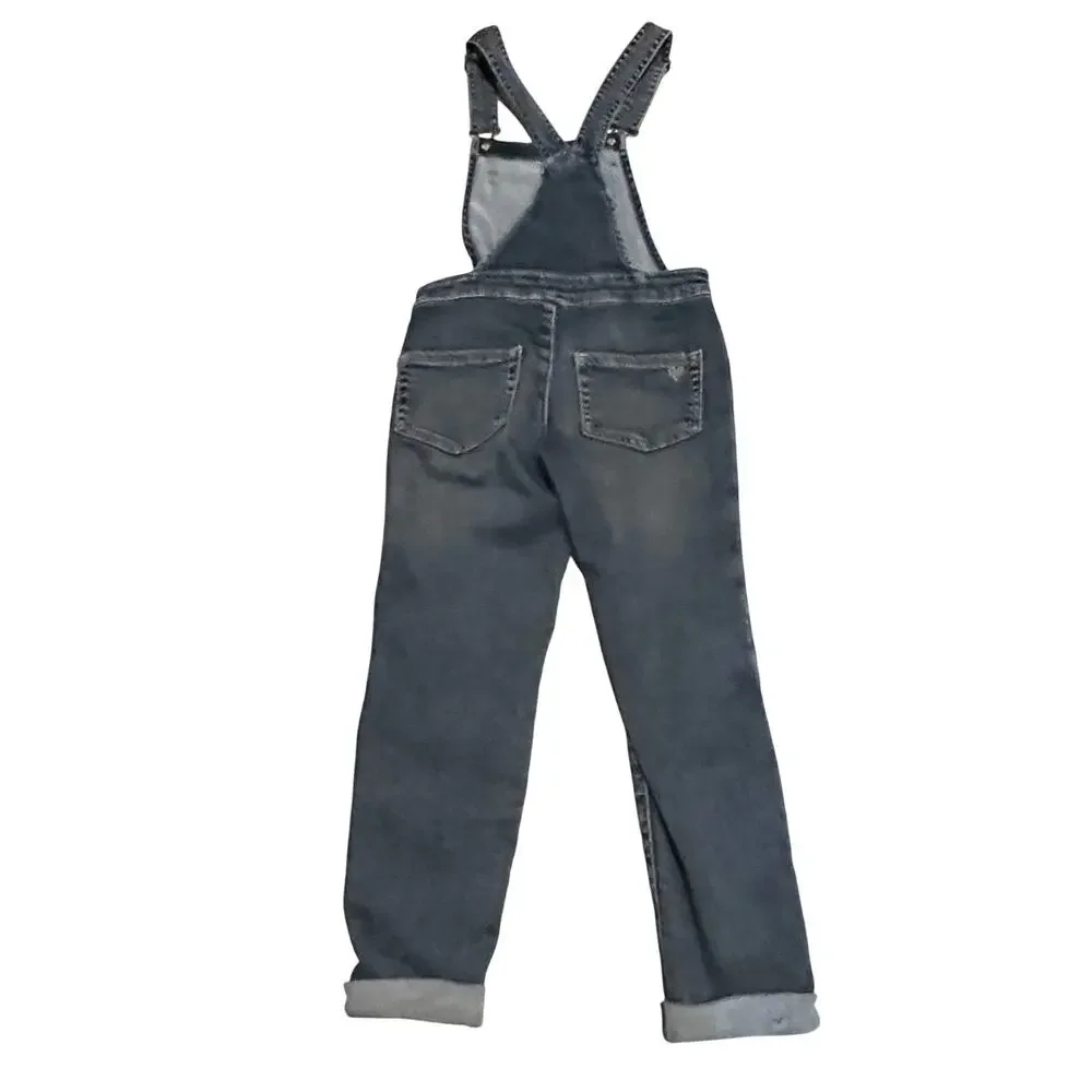 Justice Girls Denim Overalls Size 8 Adjustable Strap Stretch Blue Jean Jumpsuit